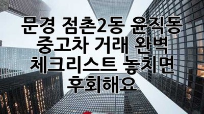 🚗 문경 점촌2동 윤직동 중고차 거래 완벽 체크리스트! 놓치면 후회해요! 😱